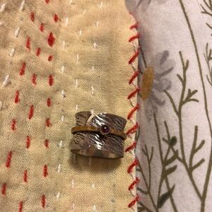 Spinner Ring Silver with Textured Design